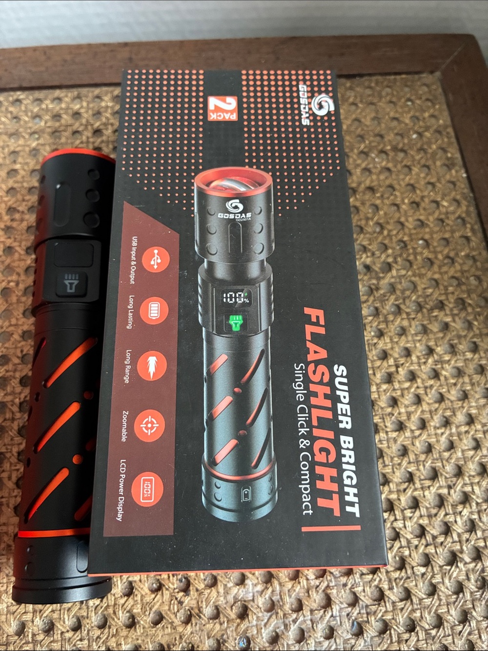 Gosdas Rechargeable Flashlights High Lumens 10000-2 Pack, Super Bright 30W LED